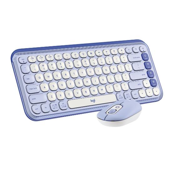 Tipkovnica + miška LOGITECH POP Icon Combo, brezžična, US Layout, BT, ljubičasta