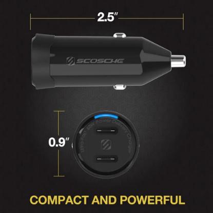 Auto punjač SCOSCHE PowerVolt PD60, dual port 60W USB-C, PPS