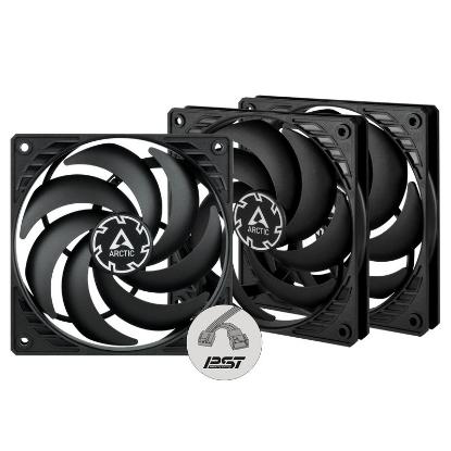 Ventilator ARCTIC P12 Slim PWM PST, 120mm, 2100 okr/min, 3 pack, črni