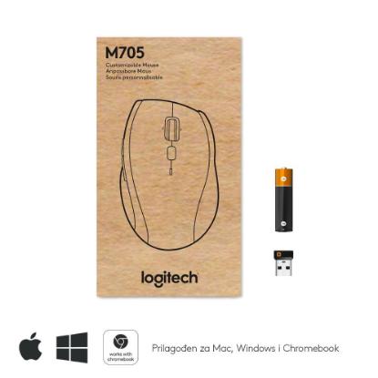 Miška LOGITECH M705, laserski, bežični, Unifying receiver USB, sivi