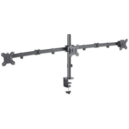 Stalak za monitor MANHATTAN 461658, za tri monitora, stolni, 13" do 27", crni
