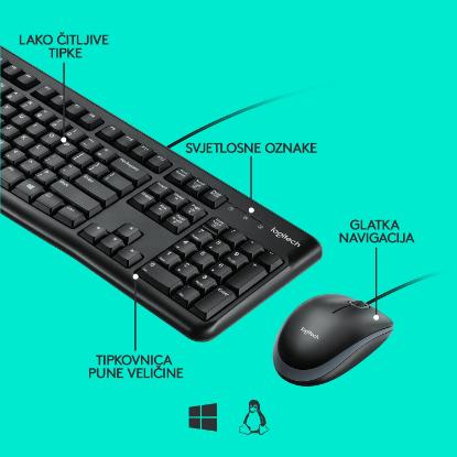 Tipkovnica + miška LOGITECH MK120 Desktop, črna, USB