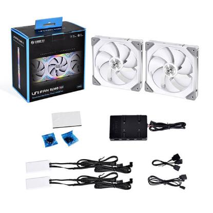 Ventilator LIAN LI Uni SL140 RGB, 140mm PWM, beli, 2 komada