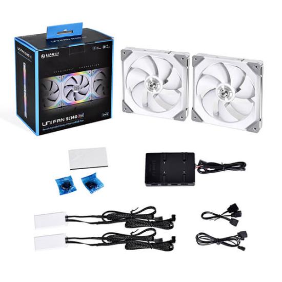 Ventilator LIAN LI Uni SL140 RGB, 140mm PWM, beli, 2 komada