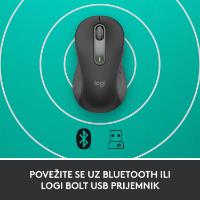 Miška LOGITECH M650 L, za ljevake, bežični, optički, 4000dpi, USB, BT, črni
