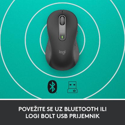 Miška LOGITECH M650 L, za ljevake, bežični, optički, 4000dpi, USB, BT, črni