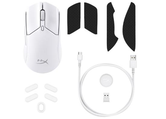 Miška HYPERX Pulsefire Haste 2 Wireless 6N0A9AA, 26000 DPI, bežični, beli