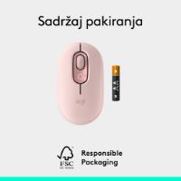 Miška LOGITECH POP, optički, bežični, USB, BT, 1000dpi, rozi
