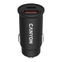 Auto punjač CANYON C-20-03, USB-A, USB-C, QC 3.0, PD, crni