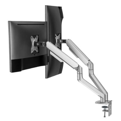 Stalak za monitor WHITE SHARK GMS-3208 Neferites II, stolni, do 32", za 2 monitora, srebrni