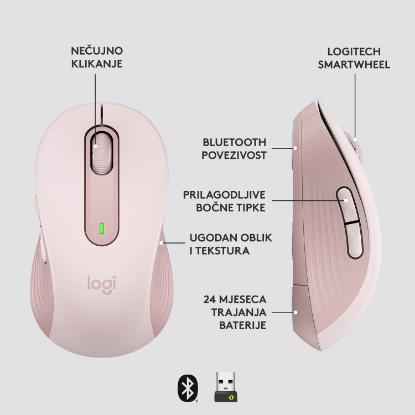 Miška LOGITECH M650 L, bežični, optički, 4000dpi, USB, BT, rozi