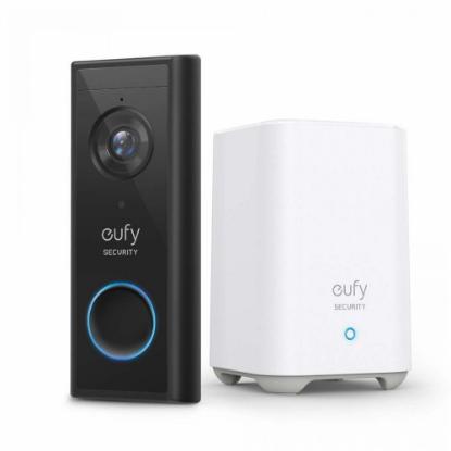 Pametno bežično zvono ANKER Eufy E82101W4, 2K, WiFi, baterijsko, crno, s baznom stanicom