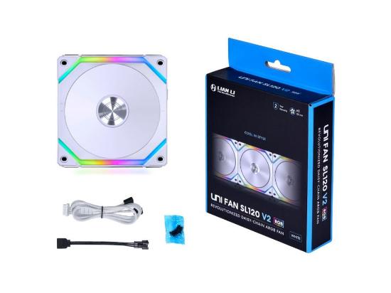 Ventilator LIAN LI Uni Fan SL120 V2 RGB PWM, 120mm, beli