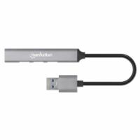 USB HUB MANHATTAN, 4-portni, 1xUSB 3.0, 3xUSB 2.0, aluminijski, srebrni