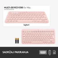 Tipkovnica LOGITECH K380, BT, kompaktna, za Mac, roza