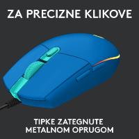 Miška LOGITECH Gaming G102 Lightsync, optički, 8000dpi, modri, USB