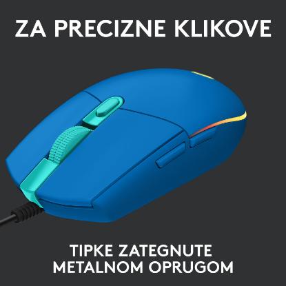 Miška LOGITECH Gaming G102 Lightsync, optički, 8000dpi, modri, USB