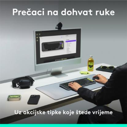 Tipkovnica LOGITECH POP Icon Keys, brezžična, US Layout, BT, sivo-zelena