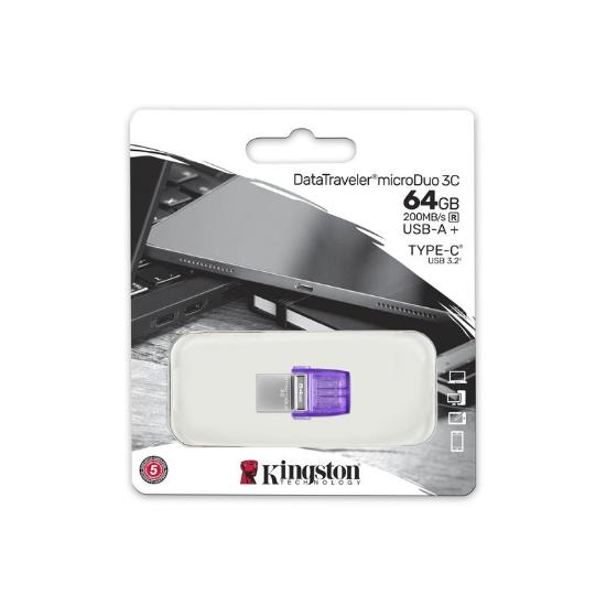 Memorija USB 3.2 FLASH DRIVE, 64GB, KINGSTON DataTraveler Micro Duo DTDUO3CG3/64GB, ljubičasti