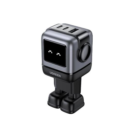 Kućni punjač UGREEN Nexode RG, 65W, 1x USB-A, 2x USB-C, LED ekran, crno-sivi