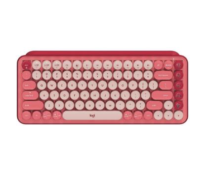 Tipkovnica LOGITECH POP Keys, mehanička, brezžična, US Layout, USB, crveno/roza