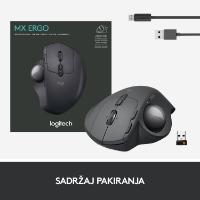 Miška LOGITECH MX Ergo, optički, trackball, bežični, USB, sivi