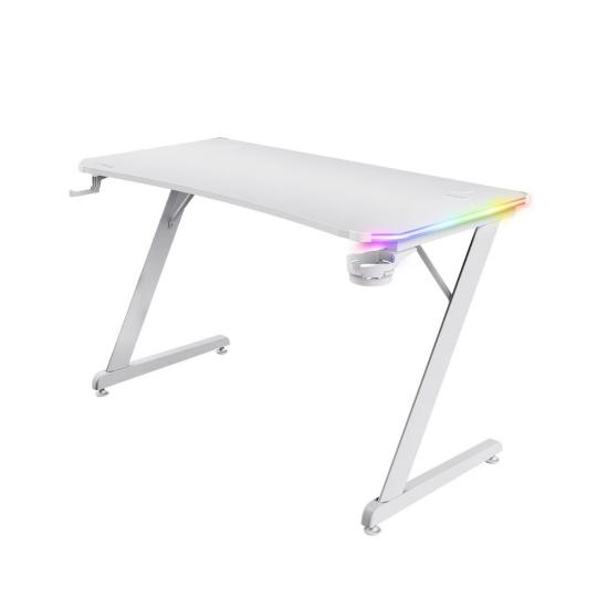 Gaming miza TRUST GXT 709W Luminus, RGB, beli