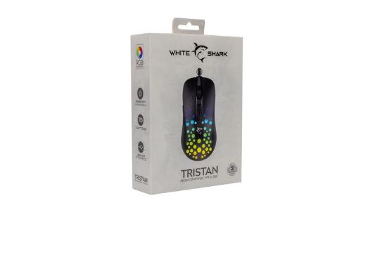 Miška WHITE SHARK Tristan 2, optički, 12800dpi, črni