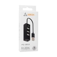 USB HUB SBOX H-204, 4-portni USB 2.0, crni