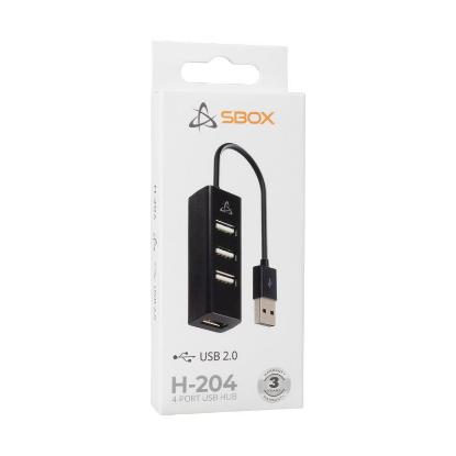 USB HUB SBOX H-204, 4-portni USB 2.0, crni
