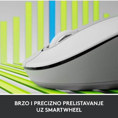 Miška LOGITECH M650, bežični, optički, 4000dpi, USB, BT, beli