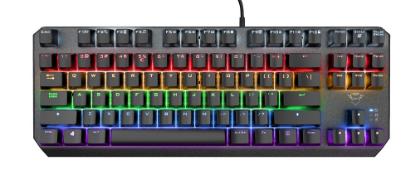 Tipkovnica TRUST GXT 834 CALLAZ, RGB, mehanička, črna, US Layout, USB