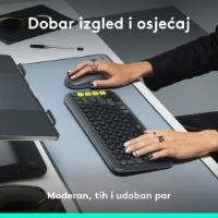 Tipkovnica + miška LOGITECH POP Icon Combo, brezžična, US Layout, BT, sivo-zelena