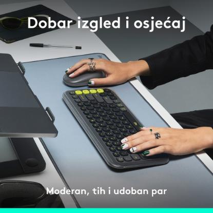 Tipkovnica + miška LOGITECH POP Icon Combo, brezžična, US Layout, BT, sivo-zelena