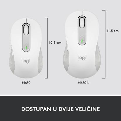 Miška LOGITECH M650, bežični, optički, 4000dpi, USB, BT, beli