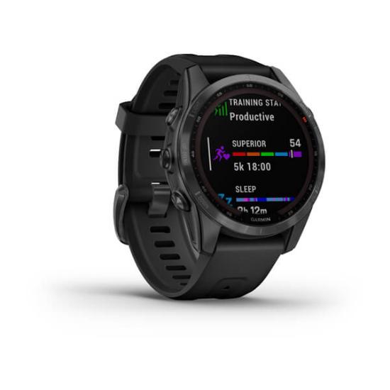 Pametni sat GARMIN Fenix 7S Solar, HR, GPS, multisport, crni/crni remen