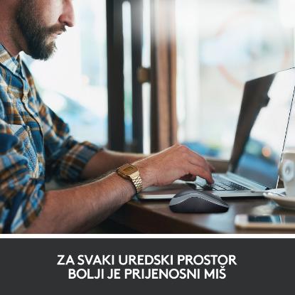Miška LOGITECH M185, optički, bežični, 1000dpi, crno-sivi