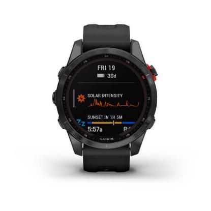 Pametni sat GARMIN Fenix 7S Solar, HR, GPS, multisport, crni/crni remen