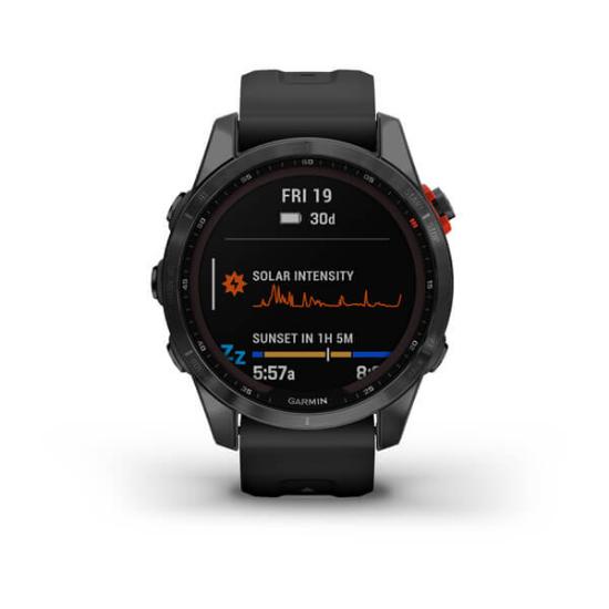 Pametni sat GARMIN Fenix 7S Solar, HR, GPS, multisport, crni/crni remen