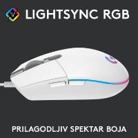 Miška LOGITECH Gaming G102 Lightsync, optički, 8000dpi, beli, USB