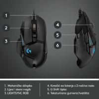 Miška LOGITECH Gaming G502 Hero RGB, optički, 25600dpi, črni, USB