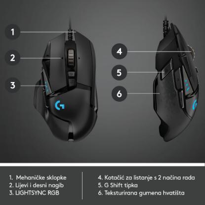 Miška LOGITECH Gaming G502 Hero RGB, optički, 25600dpi, črni, USB
