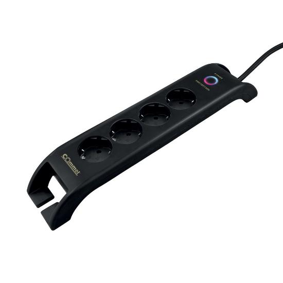 Prenaponska zaštita COMMEL, 4 utičnice, 2xUSB-A, 2m, crna