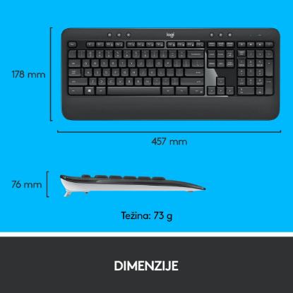 Tipkovnica + miška LOGITECH MK540 Advanced Combo, brezžična, črna, Unifying receiver USB