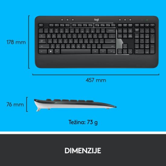 Tipkovnica + miška LOGITECH MK540 Advanced Combo, brezžična, črna, Unifying receiver USB