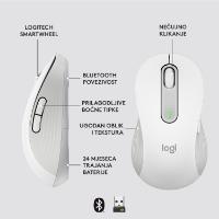 Miška LOGITECH M650 L, za ljevake, bežični, optički, 4000dpi, USB, BT, beli