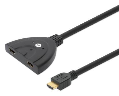 Adapter MANHATTAN 2-in-1, 2xHDMI (Ž) na HDMI (M), crni