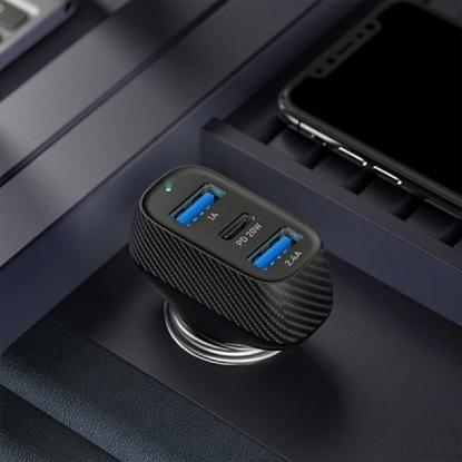 Auto punjač VEGER CC271, 37W, 2xUSB, USB-C, crni