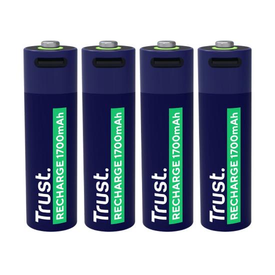 Baterije TRUST AA, punjive, 1700 mAh, USB-C, 4 komada