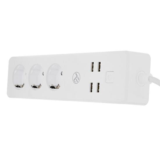 Naponska letva TELLUR TLL331031, 3 utičnice, 4xUSB-A, 1.8m, pametni, bijeli